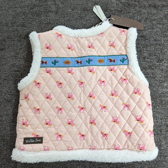 Matilda Jane Pink & White Amelia Island Reversible Sherpa-Lined Vest Size 2 NWT - Picture 2 of 7